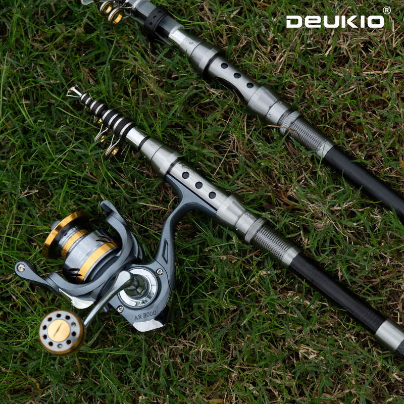 Fishing Rod Spinning - DEUKIO الصيد رود وبكرة كومبو تلسكوبي